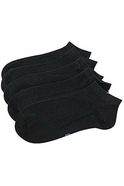 Meguca Socks Черни памучни чорапи с обувки до глезена 5 пакета