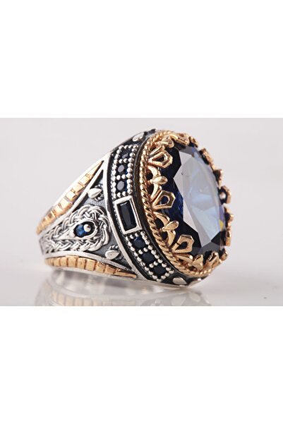 Senin Silver Doğal Safir Taşlı 925 Ayar Gümüş Erkek Yüzük