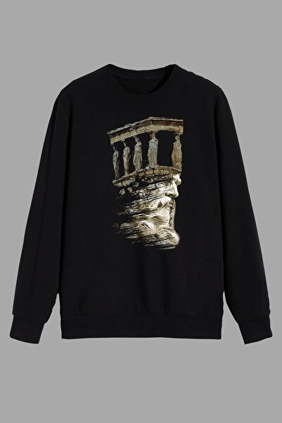 perseusshopping سويت شيرت أسود للجنسين مطبوع عليه شخصيات النحت النسائية الحام...