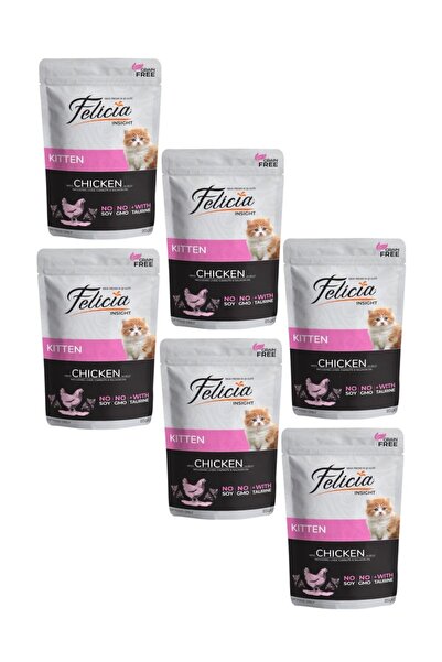 Felicia Pouch Kitten Tavuklu Yavru Kedi Konservesi Tahılsız 85 Gr (6 Adet)