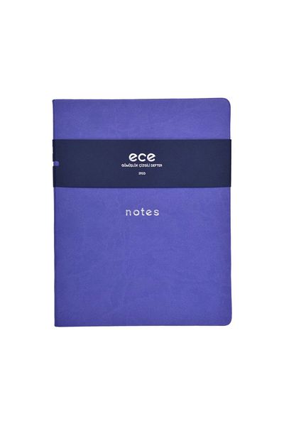 Ece Ajanda دفتر Ece - فضي 18x24 - أرجواني مخطط