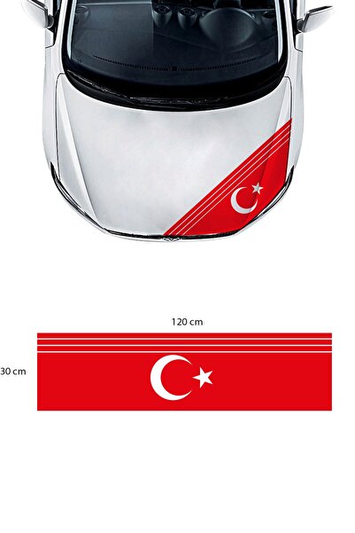 Dijitonline Ay Yıldız Kaput Şerit Oto Sticker 120 Cm X 30 Cm