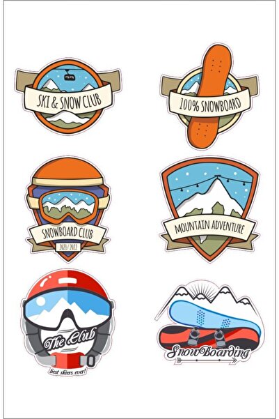 Kayacık Matbaası Kayak - Snowboard Etiket Seti / Laptop Notebook Kask Valiz Defter Sticker Seti