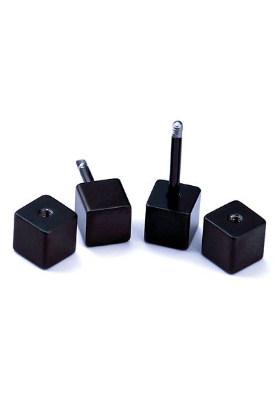 The Collection Unisex Black Cube Steel Earring