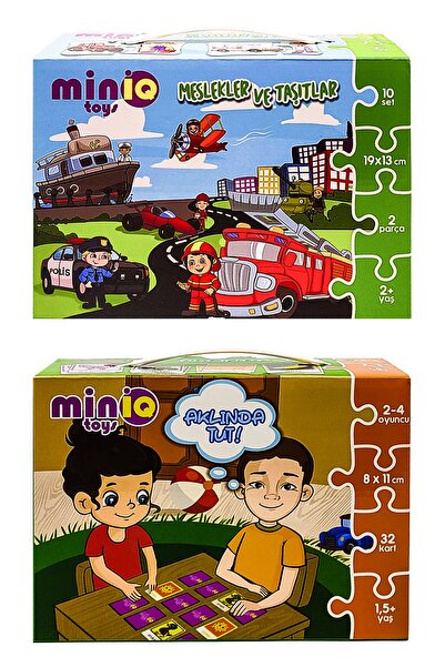 minİQ toys ضع في اعتبارك لعبة الذاكرة + مجموعة المهن والمركبات المكونة من 2 أ...
