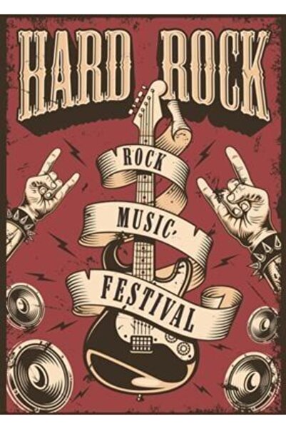 Lepont Ξύλινο ρετρό πίνακας - Διακοσμητική αφίσα με θέμα τον Χαρντ Ροκ