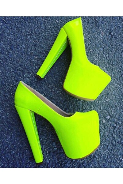 Tarz Topuklar Γυναικεία παπούτσια πλατφόρμας 21 εκ. με κίτρινο νέον τακούνι
