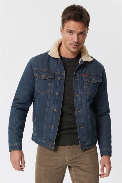 Lee Cooper Мъжко дънково яке Puebla 12 Furry, цвят деним, 221 LCM 131004
