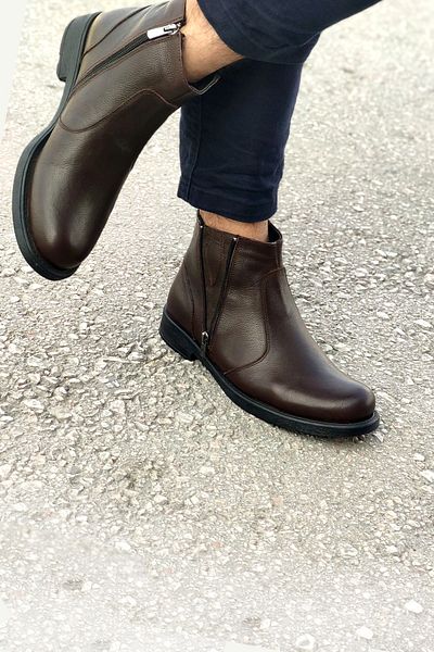 The Dortex Shoes Dortex Zm3 Men's Genuine Leather Fur Zippered Winter Boots