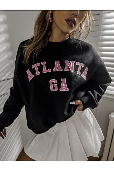 Relax family xf Γυναικείο φούτερ Oversize Atlanta με στάμπα μαύρο