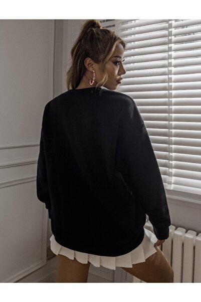 Relax family xf Γυναικείο φούτερ Oversize Atlanta με στάμπα μαύρο