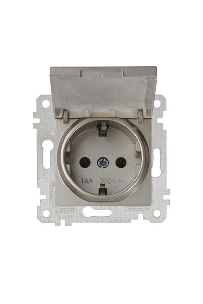 Mutlusan Covered Grounded Socket Rita Metallic Titanium 2200 610 0283 (Excluding Frame)