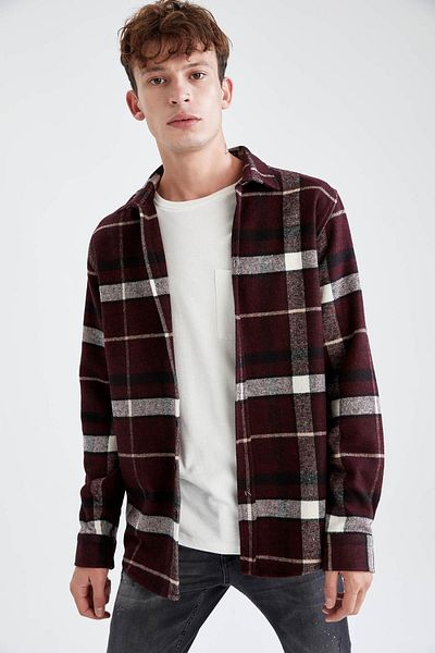 DeFacto Regular Fit Plaid Patterned Long Sleeve Lumberjack Shirt Jacket