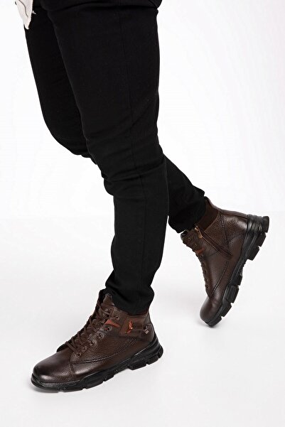 maximoda Ανδρικές μπότες από γνήσιο δέρμα και γούνα στο νερό και στο κρύο