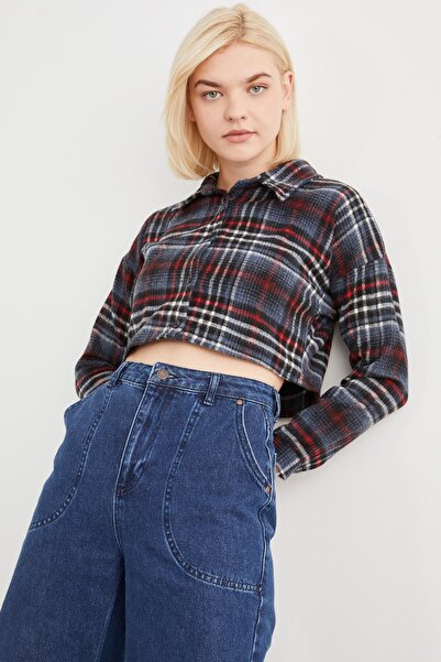 Cockatoo Kadın Siyah Mor Detaylı Oduncu Ekoseli Gömlek