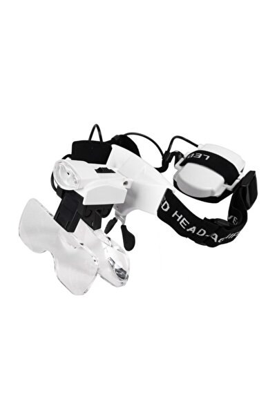 REKOTOOLS -1.0x1.5x2.0x2.5x3.5x Kafa Bandı Dermatolog Led Işıklı Ve Değiştirilebilir Lensli Büyüteç