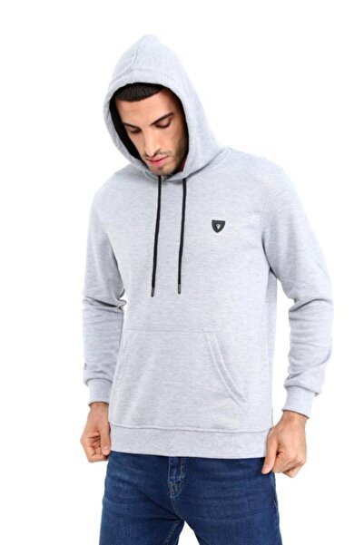 Rey Polo Men's Hooded Kangaroo Pocket Long Sleeve Pique Basic Sweatshirt