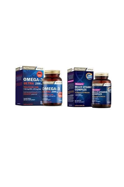 Nutraxin Omega-3 Ultra 2500 Mg - 30 Soft Capsules for Women Fish Oil + Multivitamin and Mineral Complex 60 Tablets