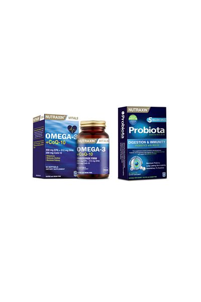 Nutraxin 60 Soft Capsules with Omega-3 and Coq-10 Coenzyme + Probiota Tablets