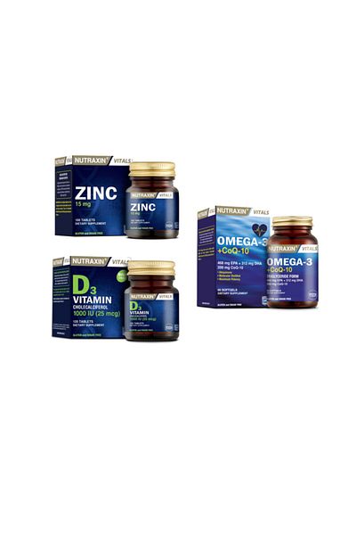 Nutraxin Omega 3 and Vitamin D3 + Coq-10 Cosmic + Zinc (Zinc) 100 Tablets - 60 Capsules