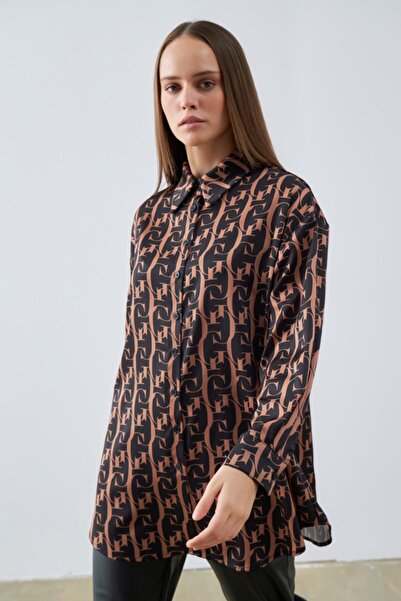 Gusto Satin Tunic with g Logo - Black