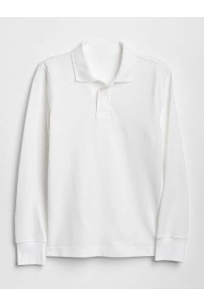 Nacar Unisex White Long Sleeve Lacoste Polo Collar T-shirt