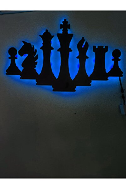 dekoraven Satranç Led Işıklı Ahşap Dekoratif Tablo