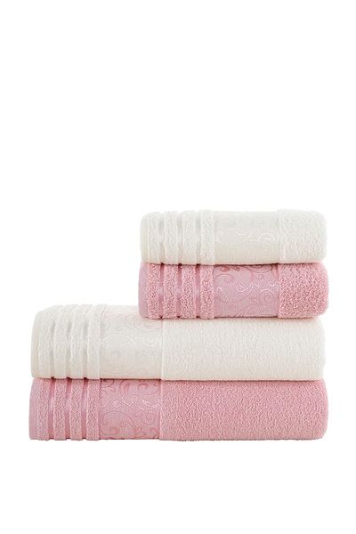 Nurpak Σετ πετσετών μπάνιου Deren 4 τεμαχίων - Dusty Rose Cream