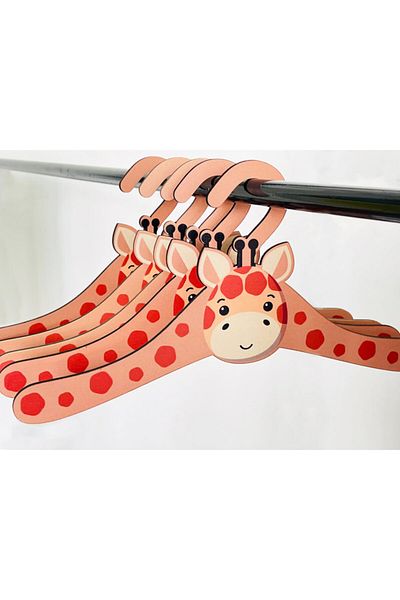 Walldeco شماعة ملابس أطفال خشبية مكونة من 6 قطع على شكل زرافة