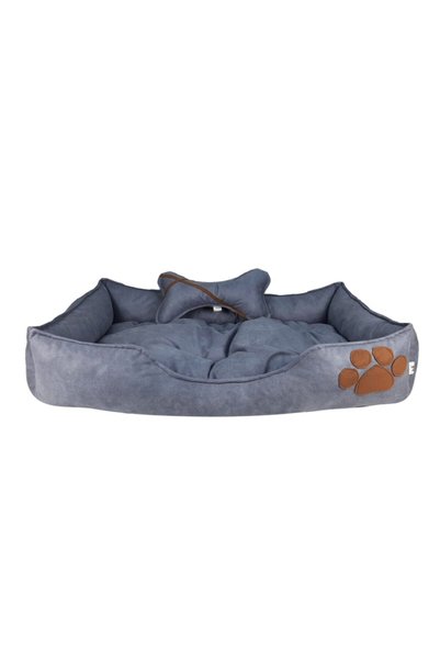 Patili Evler Mavi Büyük Irk Köpek Yatağı 80x110 Cm - Kemik Yatıklı - Xxl