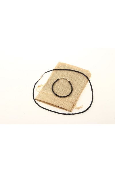 OSMANLI DEĞERLİ TAŞ Certified Navy Blue Sapphire Natural Stone Bracelet and Necklace Set