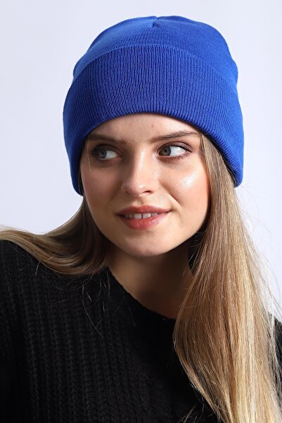 CosmoOutlet Solid Color Basic Folded Women's Saks Blue Color Beret