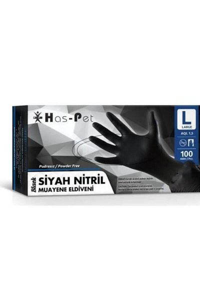 Has-Pet Powder Free Black Nitrile Gloves (Large)