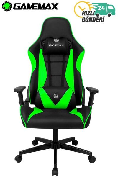 GAMEMAX Bonzy Profesyonel Gaming Oyuncu Koltuğu Siyah / Yeşil 120kg Nefes Ala...