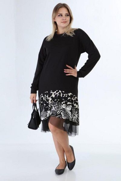 Şirin Butik Γυναικείο φόρεμα μαύρο τούλι με λεπτομέρειες