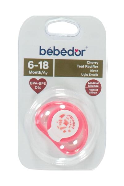 Bebedor Kiraz Uçlu Silikon Emzik 6-18 Ay Fuşya