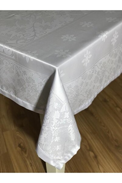 WENESSİ Față de masă cu model Jumbo Culoare albă Policicletă Rezistent la pet...