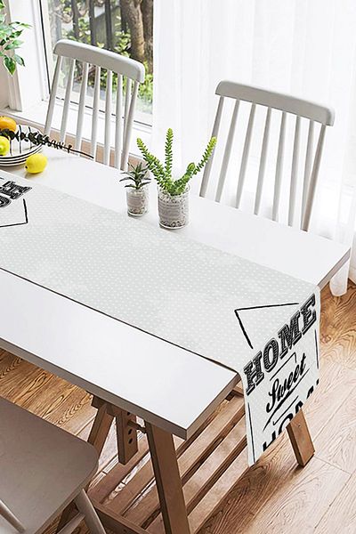 Realhomes Alergăr decorativ din piele de căprioară, imprimat digital Home Sweet Home
