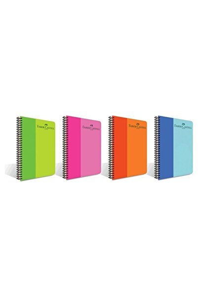 Faber Castell Bicolor Spiral PP (plastic) Cover A4 60 Sheets Unlined Notebook 4 Pieces