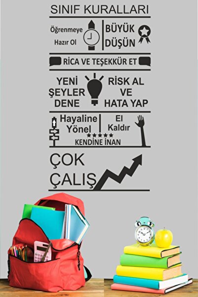TRC TRAFİK Black Classroom Regulated Decorative Wall Sticker - 113x62 Cm