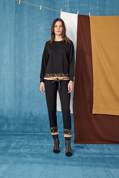 GİZZEY 20720 Γυναικεία αθλητική φόρμα με υφασμάτινη λαιμόκοψη