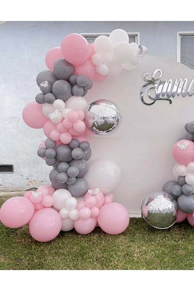 Party City Your Pink White Gray Balloon Chain
