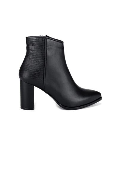 Venüs 2128235k Kadın Deri Topuklu Siyah Klasik Bot