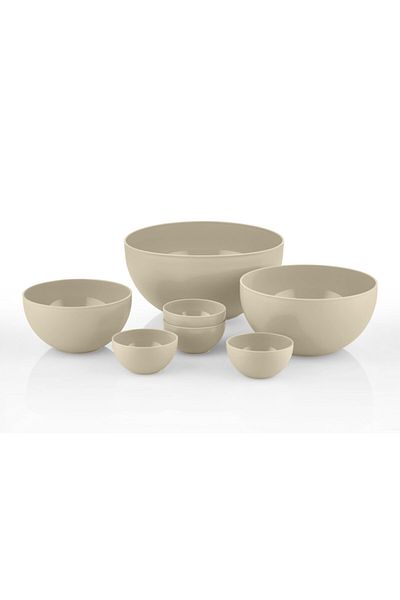 Melkan Home 7-Piece Round Bowl Set Hard Plastic Bowl Set Cream