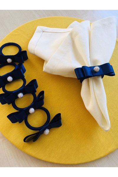CWolf 6-Piece Napkin Ring Ring with Sax Stones