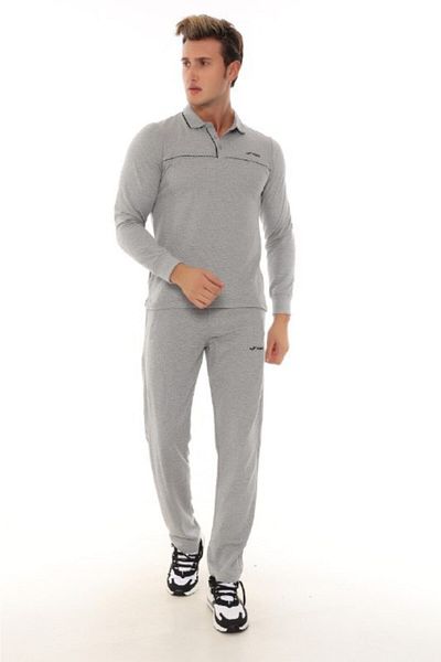 FORE SPORT Men's Polo Collar Long Sleeve T-shirt Tracksuit Set