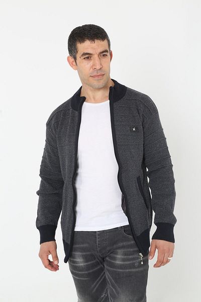 KMKkombin Baba Super Battal Knitwear Zippered Knitted Cardigan Sweater