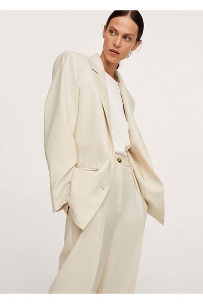 MANGO Woman Molded Wool Blazer Jacket
