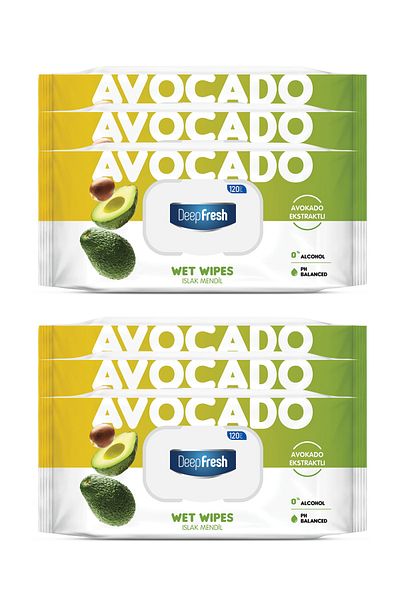 Deep Fresh Natural Essences Avocado Wet Wipes 6 X 120 Sheets
