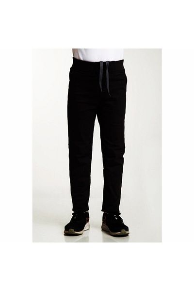 ASAF OKUL PANTOLONU - Lycra Ribbed All Elastic Children's Trousers Black